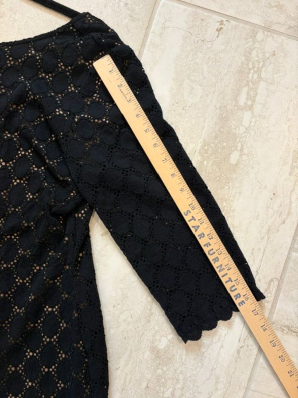 Ronnie Nicole Black Lace Nude Lining Dress Size 12 Scalloped Hem LBD Classic - Picture 10 of 11